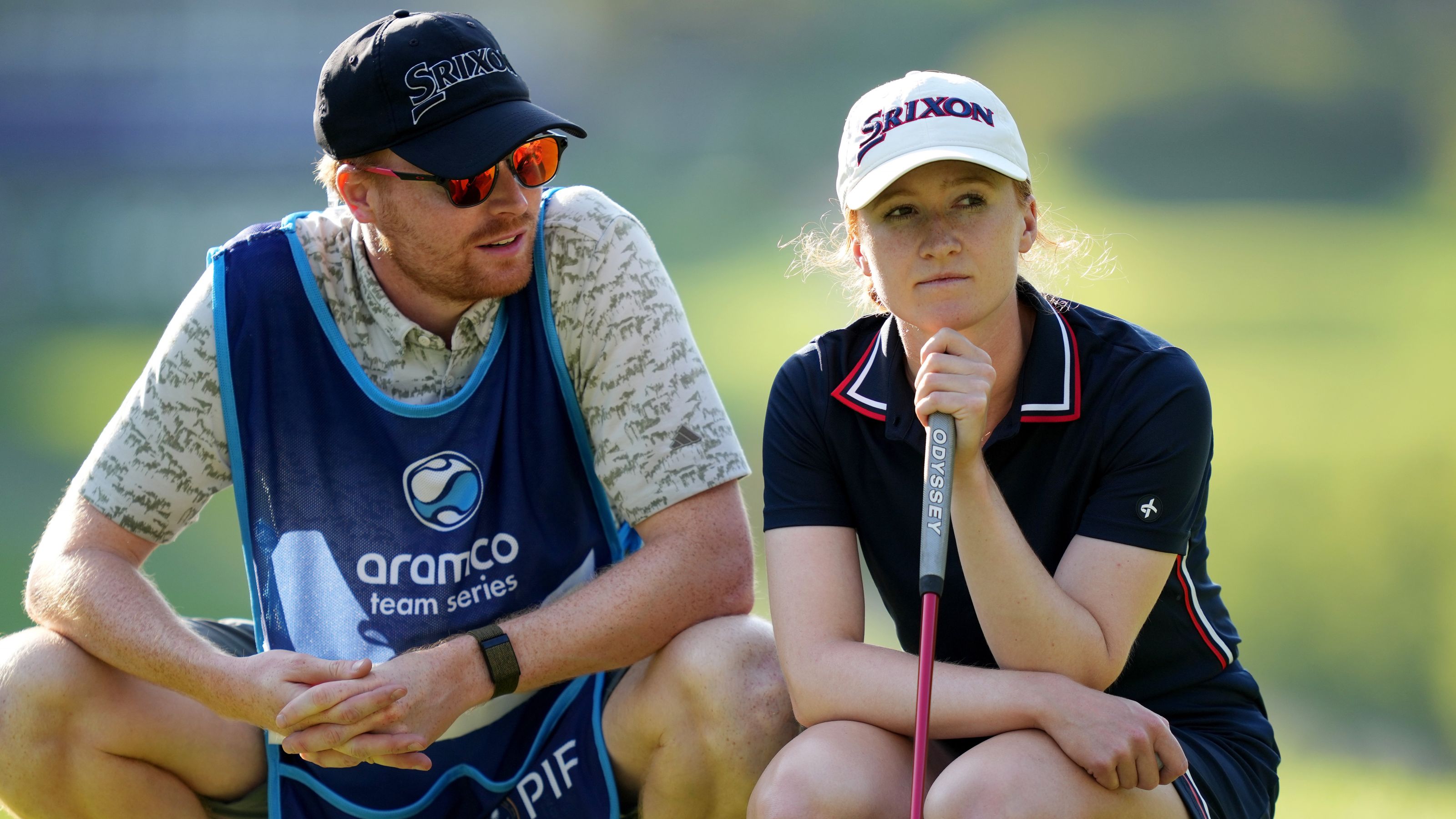 Seit sieben Jahren ein Paar: Carolin Kauffmann mit Freund und Caddie Christoph Mittag.