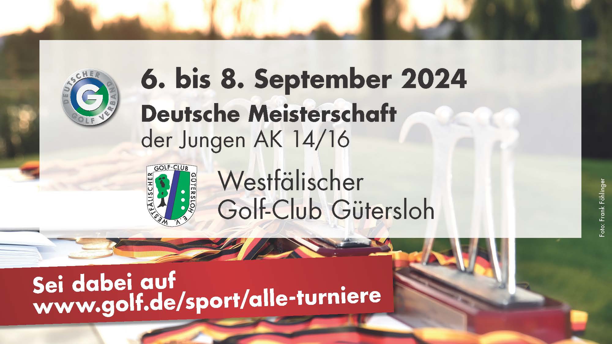 Die DM der Jungen AK 14 und 16 steigt 2024 im Westfälischen GC Gütersloh.