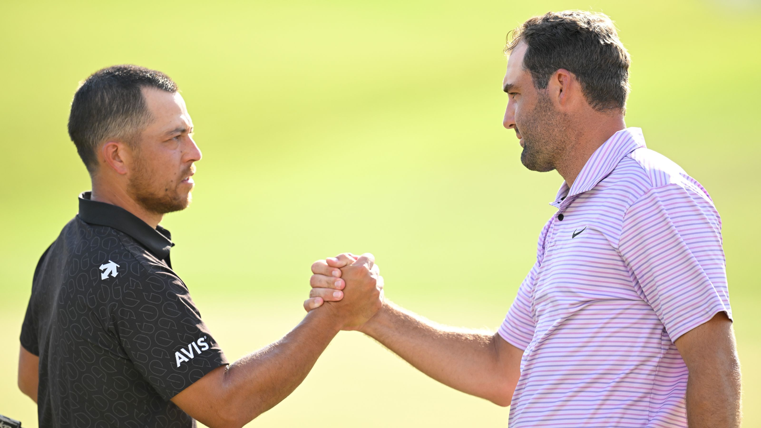 Dominator Scottie Scheffler (r.) und Verfolger Xander Schauffele nach Runde eins der Tour Championship in Atlanta. © Ben Jared/Getty Images