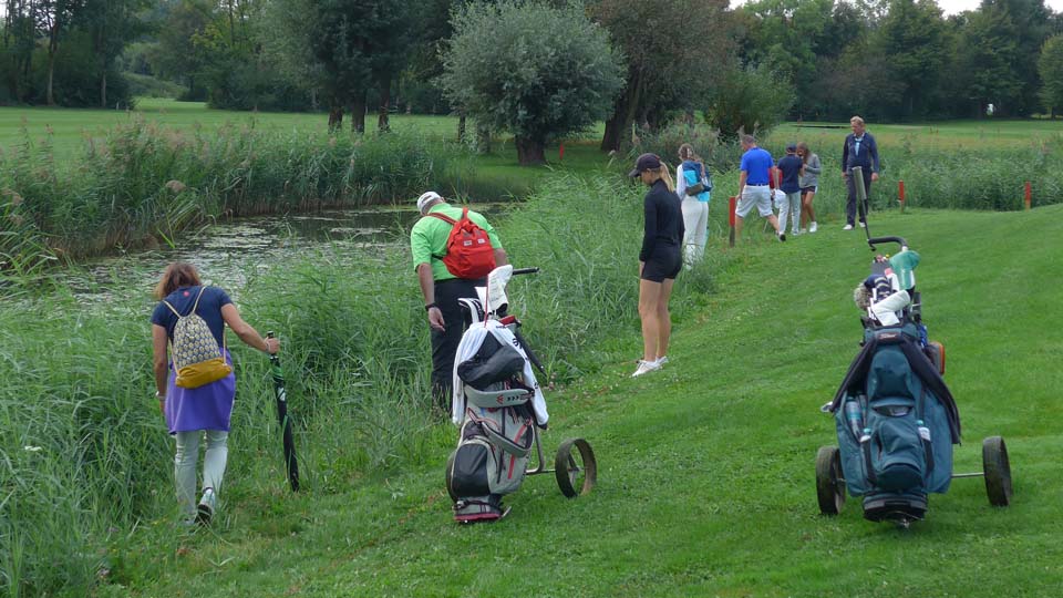 Komplett involviert sind zeitweise auch die Zuschauer, wie hier bei gemeinsamer Suche nach dem Ball. (Foto: DGV/Kretzschmar)