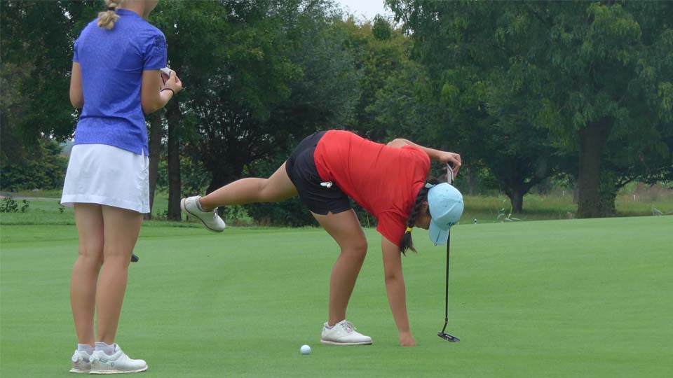 Ngoc Mai Nguyen (GC St. Leon-Rot) nach einem ihrer gelochten Bälle. (Foto: DGV/Kretzschmar)