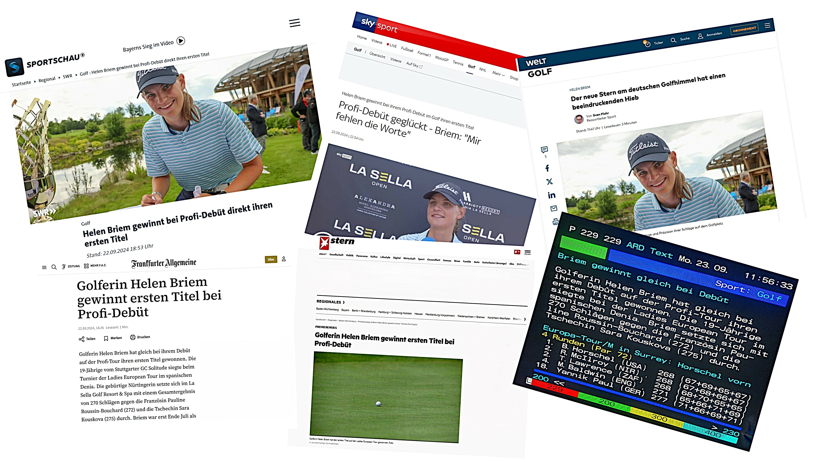 Pressespiegel nach Helen Briems Sieg in Spanien. © Collage/Golf.de