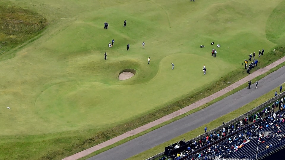 Aus der Vogelperspektive: das 17. Grün des Old Course