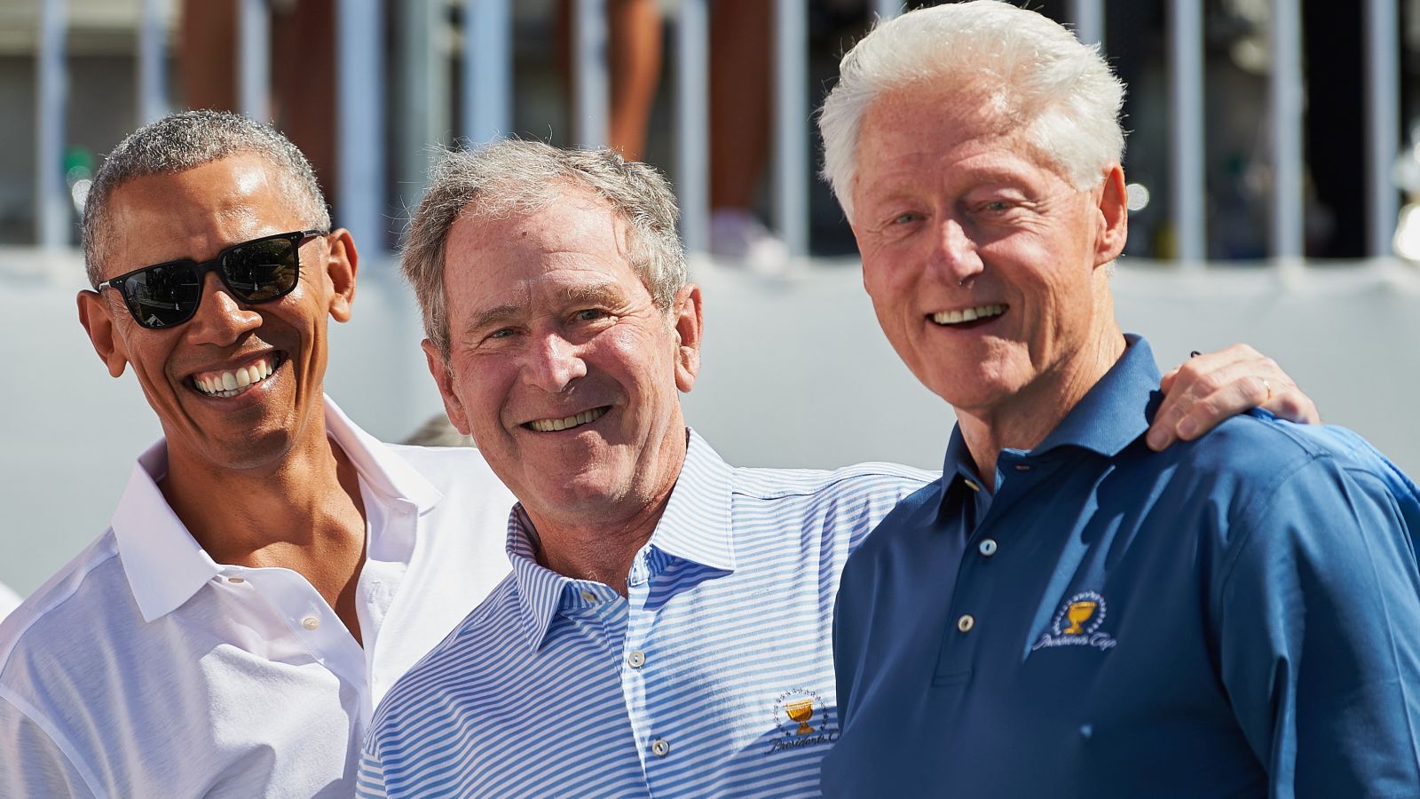 Gleich drei Ex-US-Präsidenten auf dem Golfplatz: Barack Obama, George W. Bush und Bill Clinton.