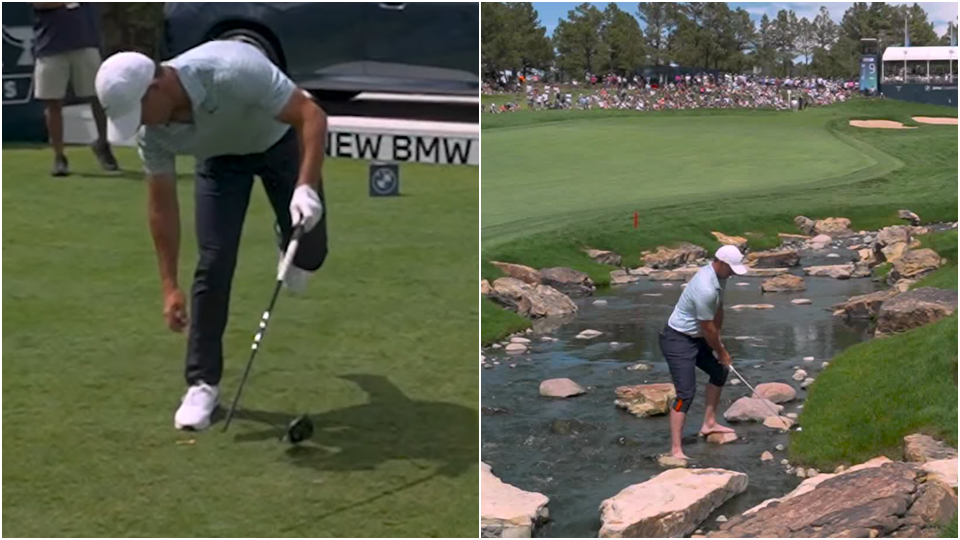 Ein Driver-Bruch beim Aufheben des Tees und danach ein Traumschlag barfuß aus dem Wasser: Rory McIlroy bei der BMW Championship.