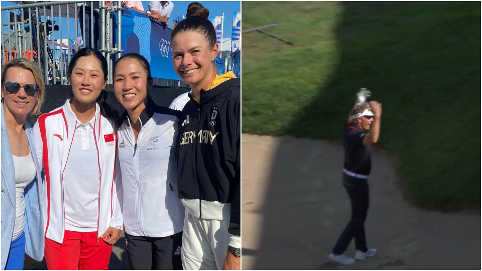 Annika Sörenstam, Xiyu Lin (Bronze), Lydia Ko (Gold) und Esther Henseleit (Silber) in Paris sowie Bernhard Langer mit Jubelszenen nach einem eingelochten Bunkerschlag.