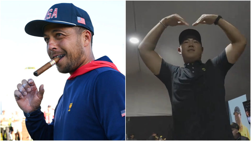 Xander Schauffele mit der traditionellen Zigarre und Tom Kim beim YMCA-Tanz.