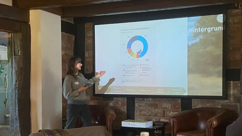 Doktorandin Pia Tappe erläutert die Ursachen des weltweiten Insektensterben